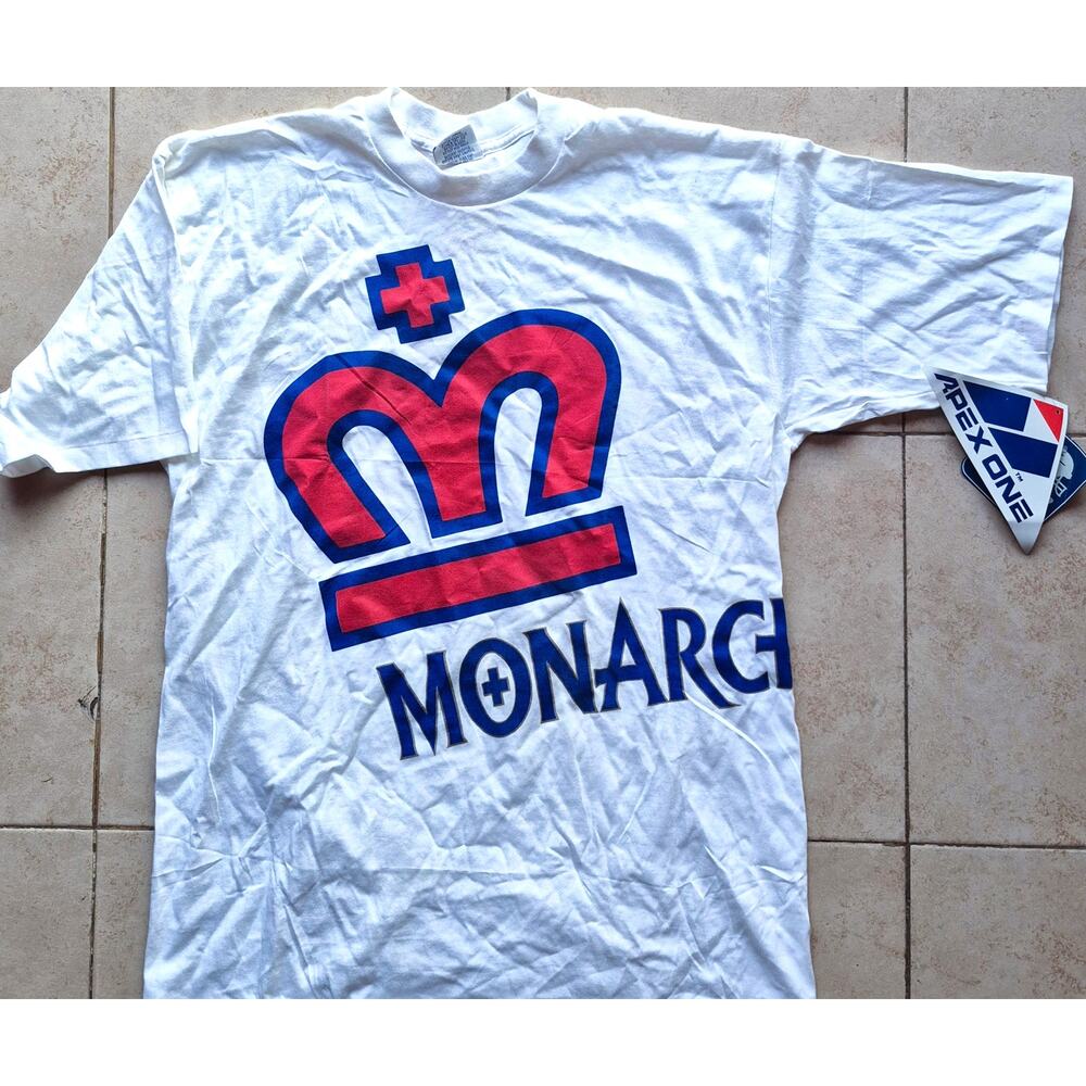 NEW London Monarchs UK 90s APEX T-shirt L white WLAF Nfl EUROPE football vintage